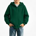 thumbnail image 2 of DJDLJWCJ Boys Full Zipper Hoodies Long Sleeve Warm Solid Color Hooded Sweatshirt for Boys Zip Up Jacket Green Size 11, 2 of 9