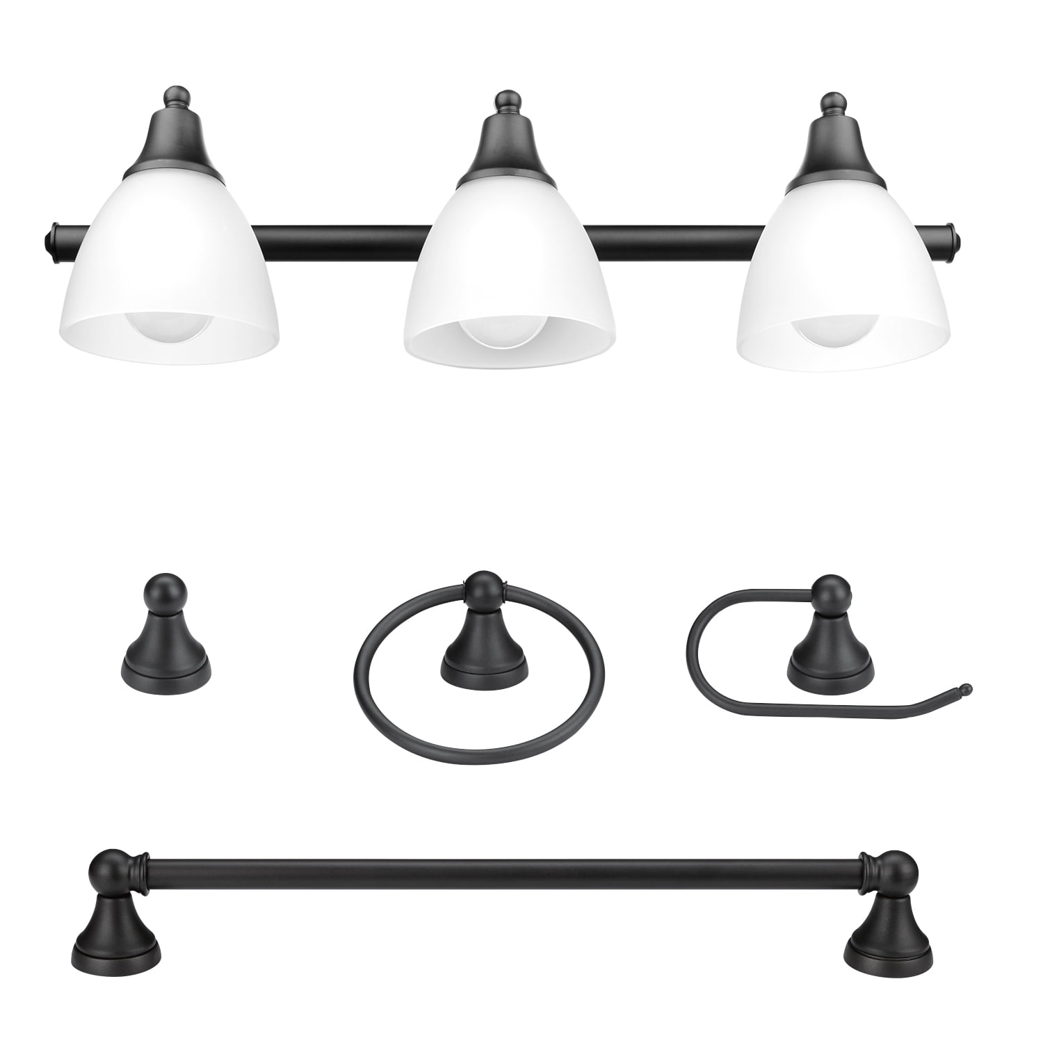 Photo 1 of Globe Electric Jayden 5-Piece Oil Rubbed Bronze All-In-One Bath Set, 51227