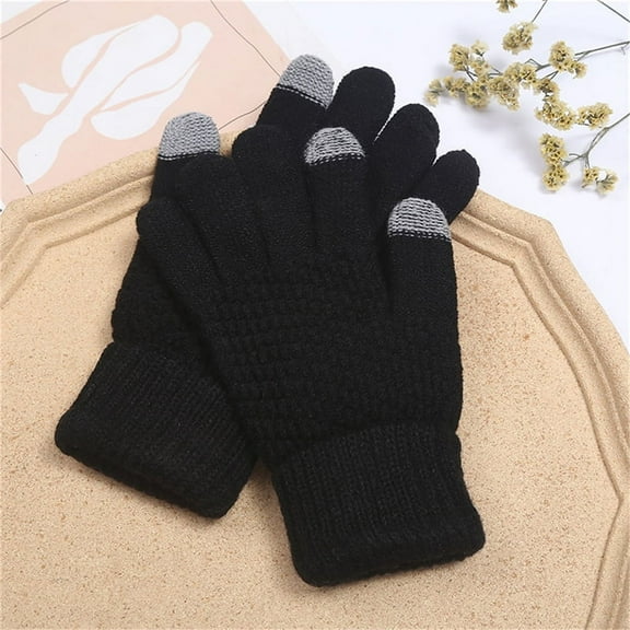 Winter Touch Screen Gloves Women Men Warm Thick Stretch Knit Full Finger Mittens