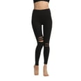thumbnail image 6 of Qgtaibl Ripped Leggings for Women High Waist Yoga Pants Tummy Control Workout Running Tights ( 002 Black,XXL ), 6 of 6