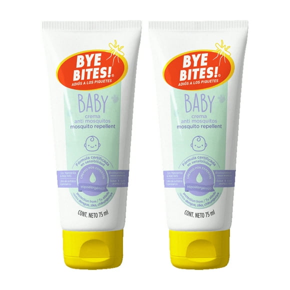 Bye Bites Duopack Repelentes de Mosquitos e Insectos en Crema Baby para Bebé, con Manzanilla y Aloe Vera, 75 ml BYE BITES Repelente de insectos y mosquitos