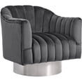 thumbnail image 2 of Meridian Furniture Farrah Grey Velvet Swivel Accent Chair, 2 of 11