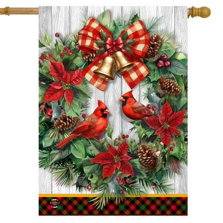 Briarwood Lane Cardinal Wreath House Flag
