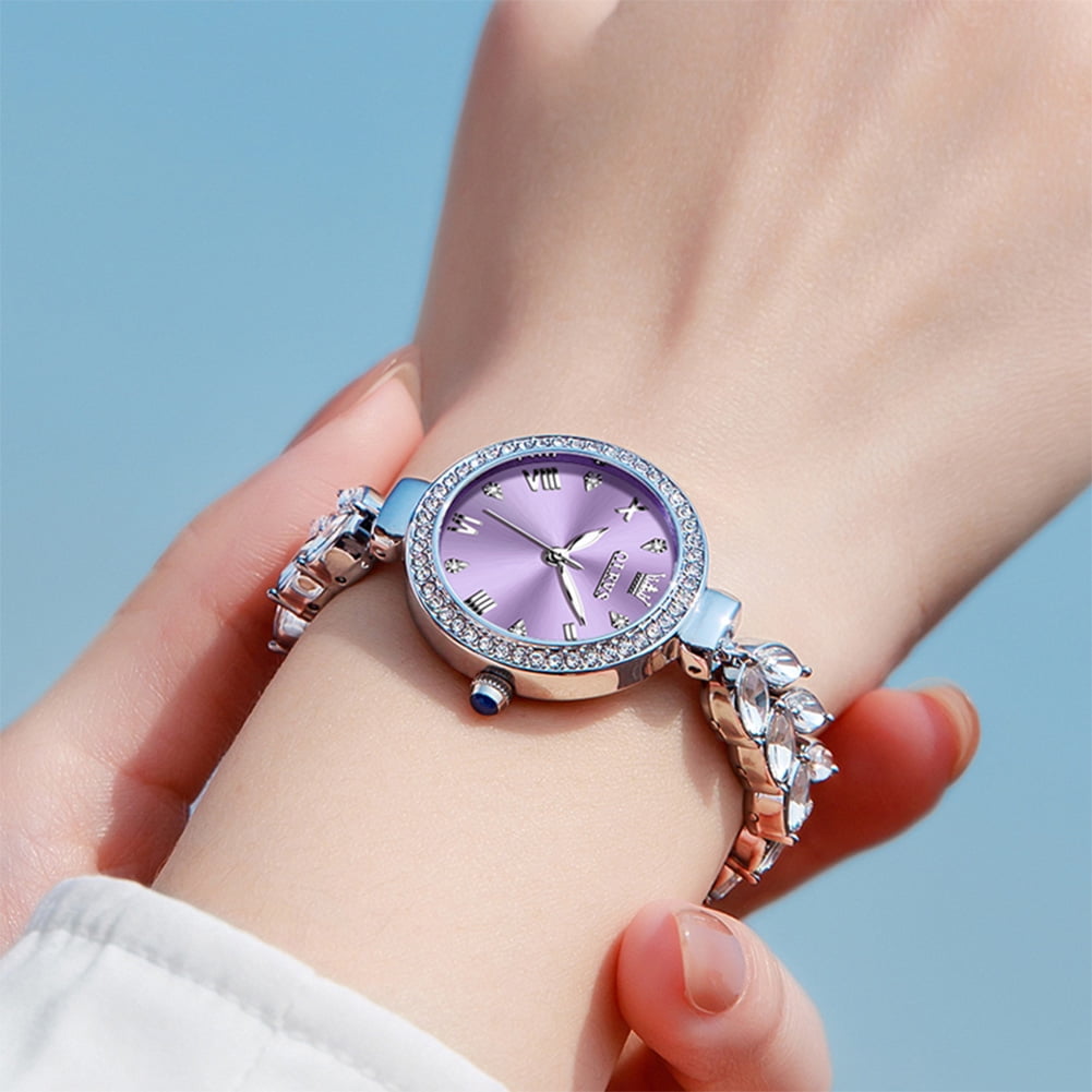 OLEVS Watches for Women Fashion Dress Analog Quartz Rose Gold Plated Stainless Steel Waterproof Luminous Luxury Ladies Watches Women Wrist Watches Gift Relojes para Mujer Pink/Purple/Green/Blue