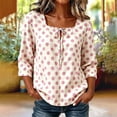thumbnail image 5 of Fewfanhot Womens Tops 3/4 Length Sleeve with Button Casual V Neck Summer Outfits Fall Fashion Spring Clothes, 5 of 6