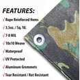 thumbnail image 2 of King Canopy Medium Duty Polyethylene Tarp, 20’ x 20’, 3.5oz (7-8 Mil), 10 x 10 Weave, Multi-Function, Rope Reinforced Hems, Aluminum Grommets with Reinforced Corners, Camouflage, 2 of 7