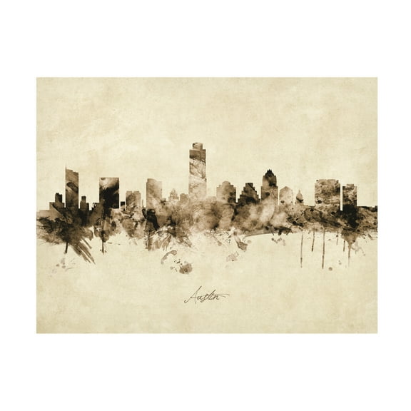 Michael Tompsett 'Austin Texas Skyline Vintage' Canvas Art