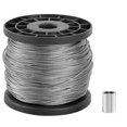 thumbnail image 1 of KEILEOHO Cuerda de alambre de acero inoxidable 1/16 de 400 pies Cable de acero inoxidable 304 Cables de avión con núcleo de 7 x 7 hilos Tensión de rotura 368 libras con 20 piezas Manga de aluminio en, 1 of 5