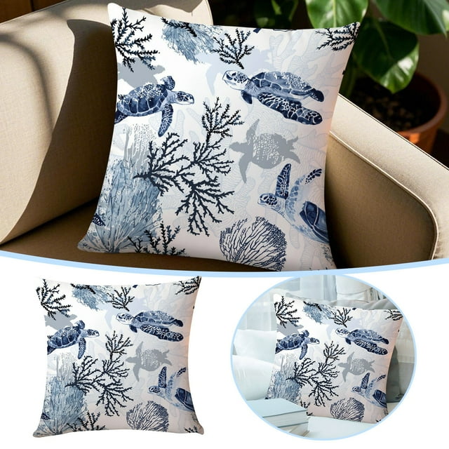 Ocean Theme Decorative Polyester Pillow for Sofa Bed and Living Room