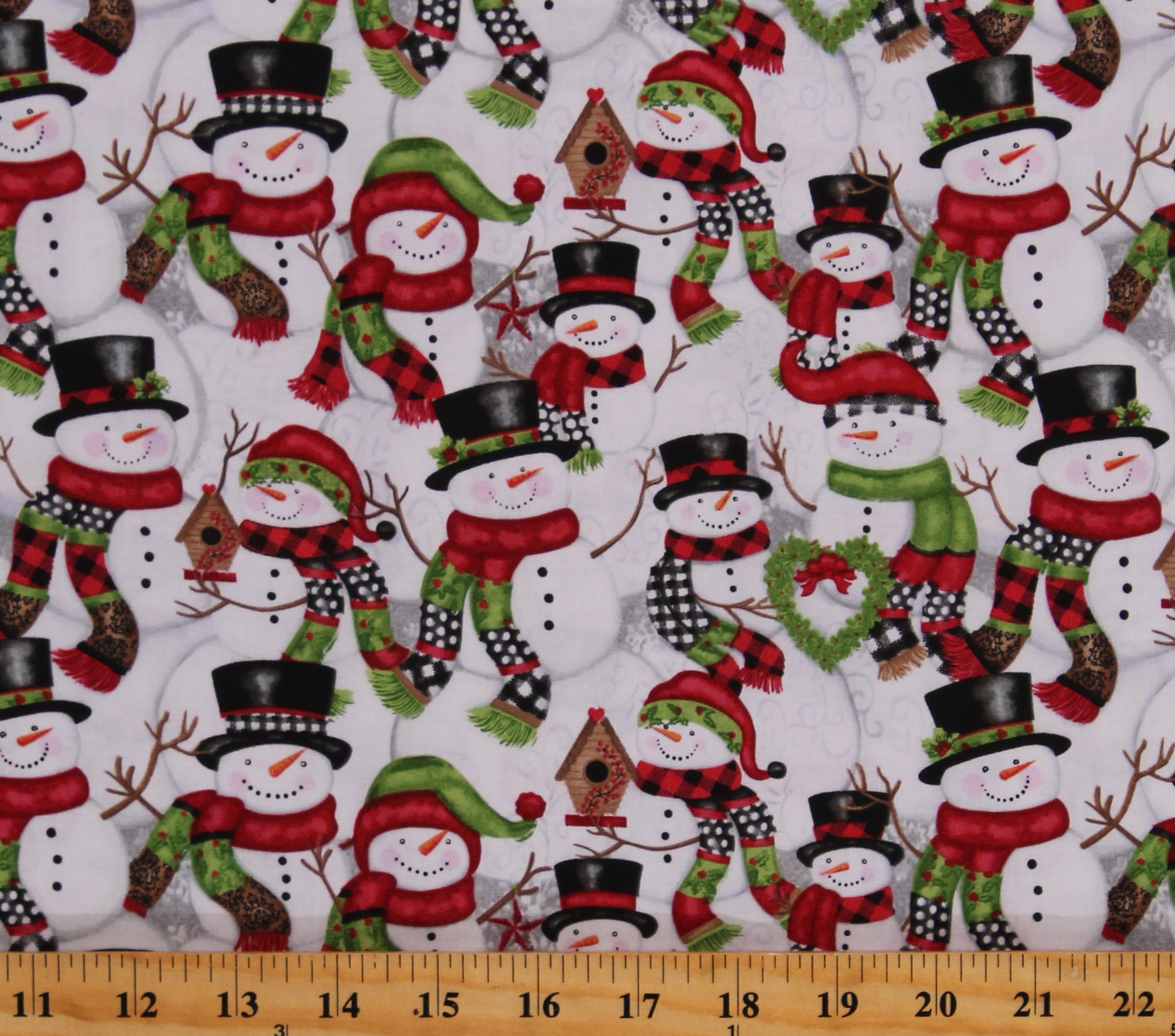 Snow Flurries Snowman Sampler Christmas Fabric by the 1/2 Yard   #Y0484-29