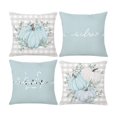 thumbnail image 2 of 4 Piece Fall Harvest Decorations Pillow Covers, 17.71x17.71-Inch Rustic Teal Pumpkin with Buffalo Check Bow Print Cushion Cases for Thanksgiving Sofa & Living Room D, 2 of 6