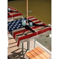 thumbnail image 2 of Square Outdoor Tablecloth with Umbrella Hole American Flag Outside Table Cloth Waterproof Patio Table Cover Blue Red USA Flag Retro Hockey Zipper Tablecloths for Picnic Party Camping 54x54 Inch, 2 of 8