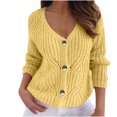 thumbnail image 2 of Lilgiuy Women's Solid Color Button Knitted Autumn And Winter Top Coat Cardigan Blouse Winter Fashion 2022, 2 of 5