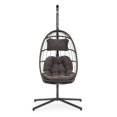 thumbnail image 2 of Sesslife Wicker Egg Hanging Chair with Stand and Cushion, Navy, 2 of 8