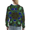 thumbnail image 7 of Lsque Peacock Feathers Pattern Casual Women's Hoodie,Hooded Sweatshirt with Kangaroo Pocket,Pullover Hoodie with Eye-catching Drawstrings-XX-Large, 7 of 7
