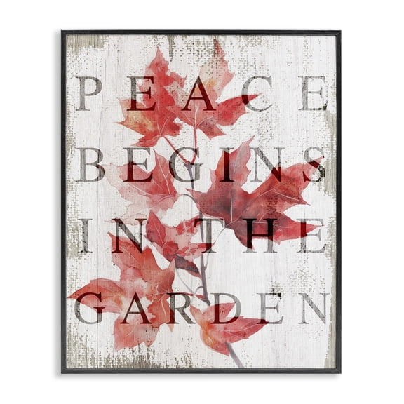 Stupell Industries Farmhouse Peace Begins In The Garden Black Framed Giclee Art, 11 x 14, by Lil' Rue