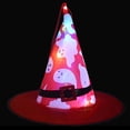 thumbnail image 2 of Gallickan Halloween Decorations, Hanging Lighted Witches Hats for Indoor Outdoor Decor, Halloween Decorations for Outdoor Party Accessories, Pink, 2 of 7