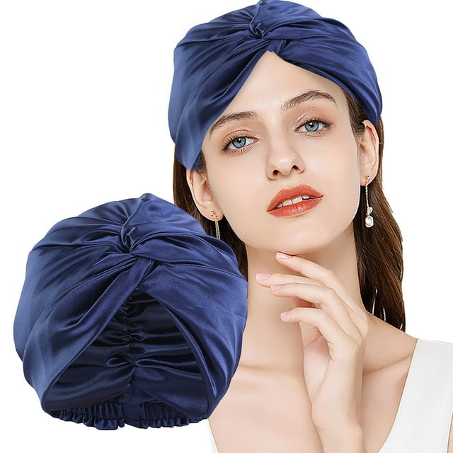 Bonnet en Satin de Soie pour Femmes, Très Grand, Réversible, Ajustable, Bonnet de Nuit pour Cheveux