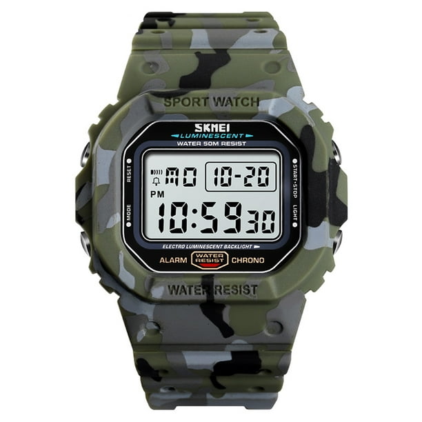 Skmei 1471 Og Digital Watch, Camo Alarm Clock