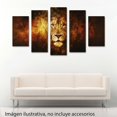 thumbnail image 2 of Cuadro decorativo para Sala, Comedor y Recamara, León Fuego, Naranja, Animales, minimalista, moderno, elegante, juego de 5 piezas, 2 of 3