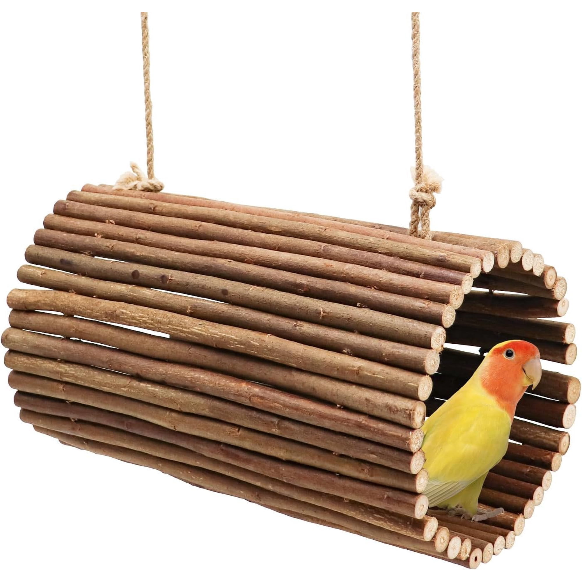Parrot Swing Toys, Perch Stand, Willow Hammock, Bird Cage Accessories for Parakeets, Cockatiels, Lovebirds, Hamster, Rat (6.3" in Diameter)