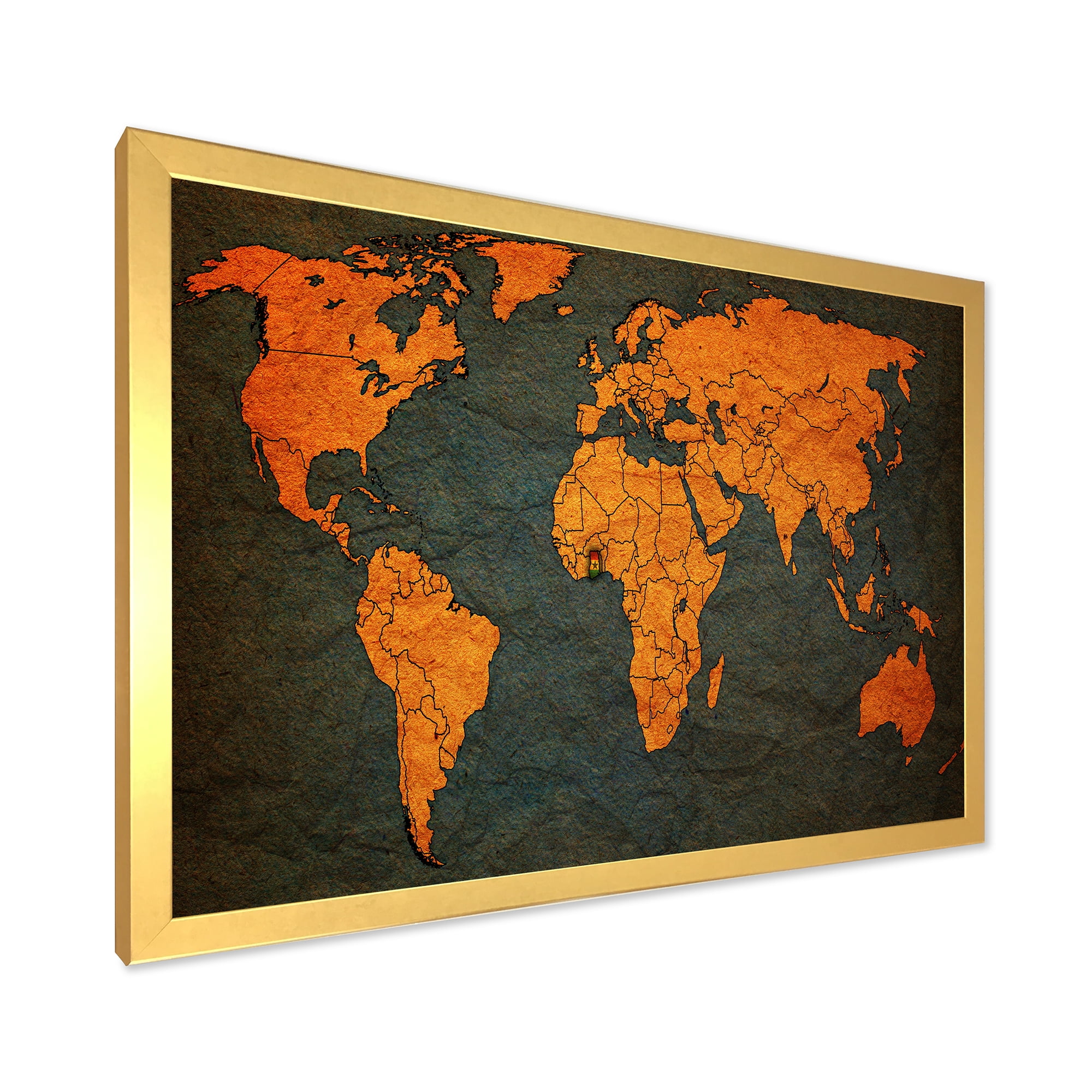 Designart 'Ancient World Map of Africa' Vintage Framed Art Print
