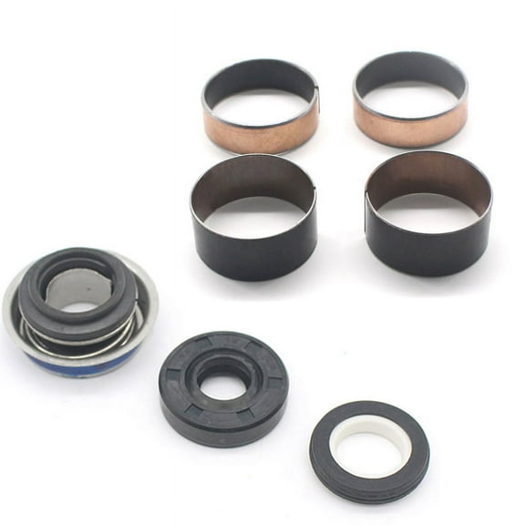 4 Pieces Front Rear Suspension Fork Absorbers Sleeve Rings with Motorcycle Water Pump Oil Seal Set