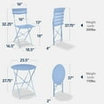 thumbnail image 3 of XgoodX 3-Piece Bistro Set, Space Saving Folding Design, Solid Steel, Outdoor Patio Furniture Set w/ 2 Chairs, Bistro Table - Light Blue, 3 of 9