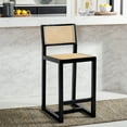 thumbnail image 4 of SAFAVIEH Seika Square Mid Back Counter Stool, Black/Natural, 4 of 14