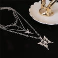 thumbnail image 4 of Conjunto de joyas Collar con colgante de ángel y cruz de mariposa en capas, 4 of 5