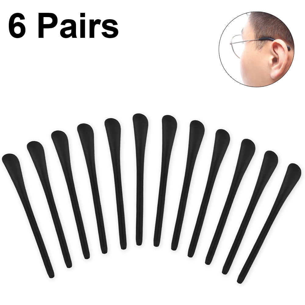 Eyeglass End Tips Anti-Slip Silicone Ear Sock Pieces Tube Sleeve Replacement Temple Arms for Flat Thin Wired Eyeglass Sunglasses