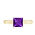 thumbnail image 4 of Rosec Jewels 1.2 CT Amethyst Solitaire Ring for Women, 6 MM Princess Cut Violet Amethyst Ring, February Birthstone Ring, 18K Yellow Gold, US 13.00, 4 of 8