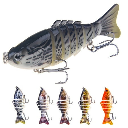 Windfall 2Pcs 10cm Multi-section Artificial Fish Lure Bait Fishing Tackle Tool with Hooks - Multi Jointed Swimbait Lifelike Hard Bait for Trout Perch