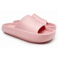 thumbnail image 3 of Zapatillas de baño para mujer, para interior y exterior, sencillas, modernas, suaves, de EVA, para ducha en casa, tallas 38 a 39, para pies de 9,8 pulgadas de largo, color rosa, 3 of 12