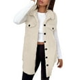 thumbnail image 5 of Weiqiqre Womens Vest Top Trendy Fuzzy Fleece Vest Oversized Sleeveless Sherpa Jacket Warm Button Down Gilet Outerwear with Pockets, 5 of 7