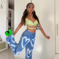 thumbnail image 4 of Women High-Rise Slimming Love Graffiti Print Straight Jeans Casual Street Style, 4 of 4
