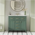 thumbnail image 3 of Green Bathroom Vanity 36 Inch with Ceramic Sink, 4 Drawers and 2 Cabinets Storage Combo, 3 of 10