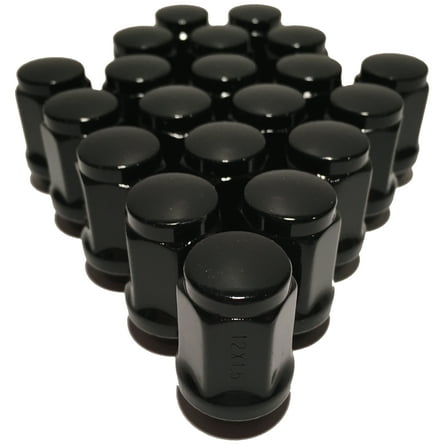 20 Black Bulge Acorn Closed End 12x1.5 Cone Seat Lug Nuts 1.38" Tall Honda Acura