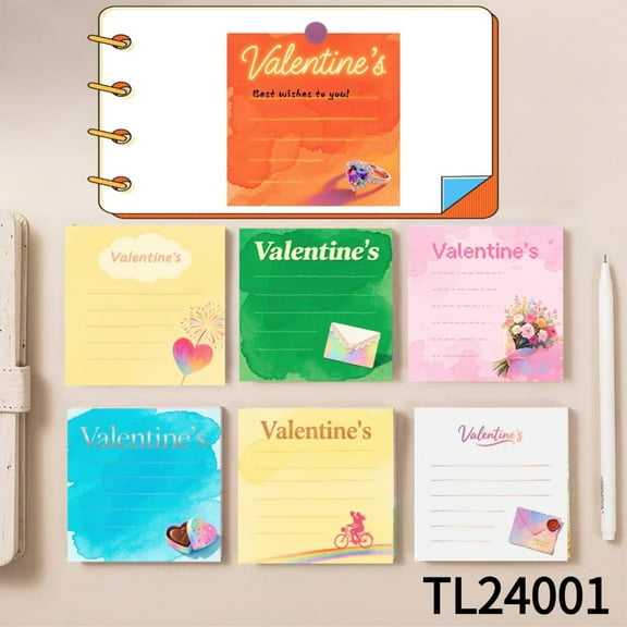 Romantic Valentine's Themed Sticky Notes - Express Your Love (3.54×3.54 Inches) 100-Pack with105 Emoticon Stickers, Leaving Temporary Messages, Strong Adhesive for All Your Note - Taking Needs