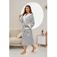 thumbnail image 3 of HEARTNICE Fleece Hooded Robes for Women, Soft Long Plush Fluffy Bathrobes Thicker,(Light Grey,L-XL), 3 of 5