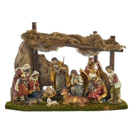 kurt adler 11 figurine nativity set with wooden stable kurt adler 11 figurine nativity set with wooden stable
