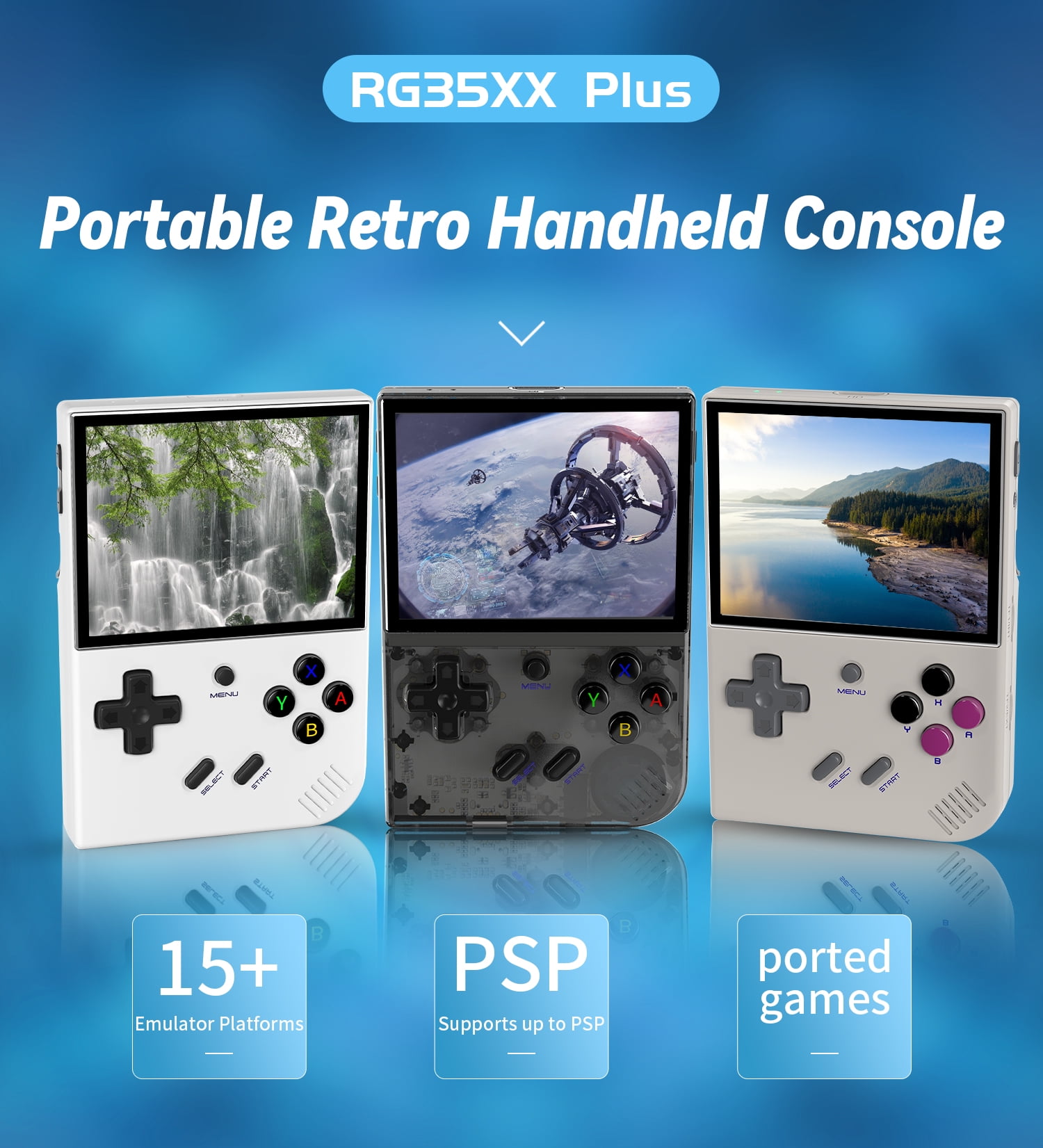 RG35XX Plus Handheld Game Console,Linux System,5G WiFi Bluetooth HD TV Output Gray Black T