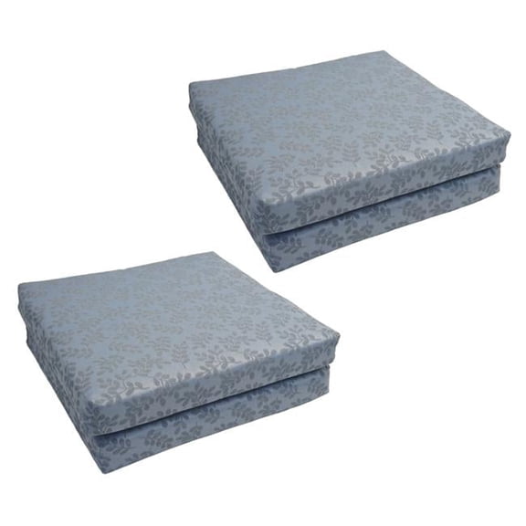 Blazing Needles 93454-4CH-OD-037 20 x 19 in. Patterned Outdoor Chair Cushions, Bleu Impressions - Set of 4