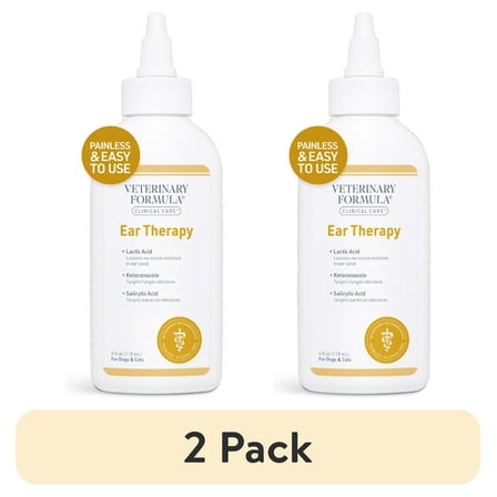 (2 pack) Veterinary Formula Clinical Care Ear Therapy for Dogs and Cats - Soothing Ear Cleaner, 4 oz