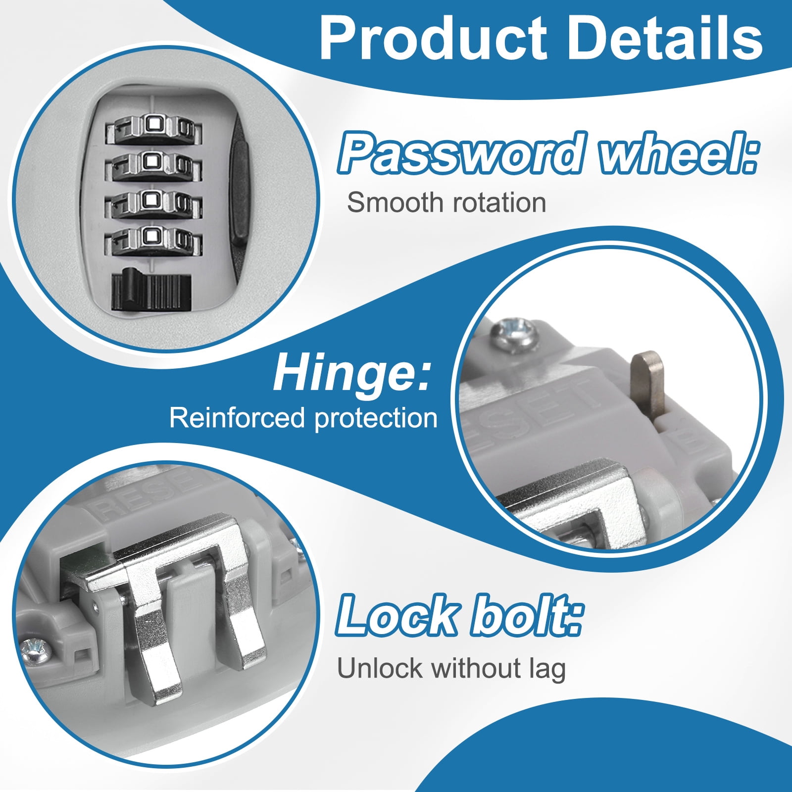Uxcell Wall Mount Key Lock Box (4.7"x3.9"x1.8", Gray) - 4 Digit Portable Combination Lockbox for Keys Safe Security Storage Resettable Code Lockbox for Outdoor Home Office