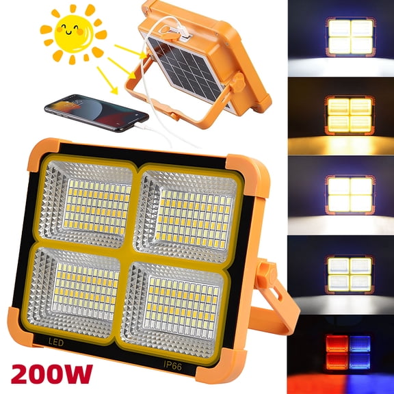 Kepeak 200W LED Solar Work Light Rechargeable, Magnetic Worklight with 2400mAh Battery, IP66 Waterproof