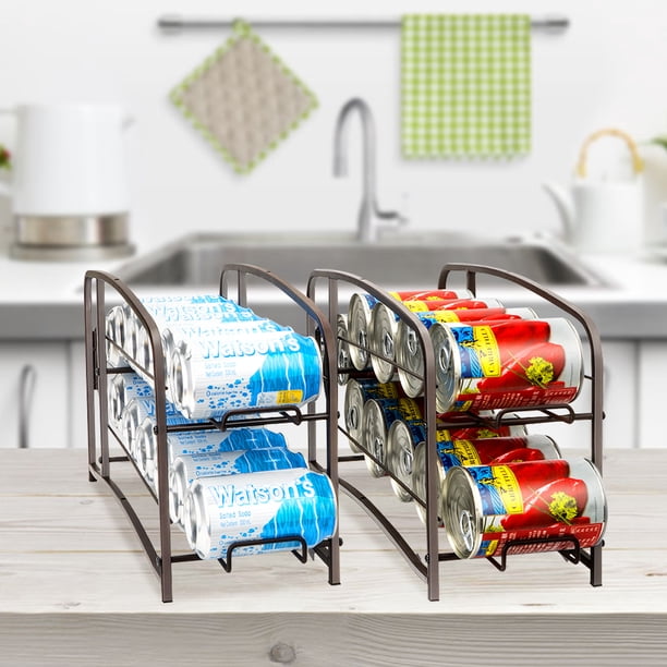 Soda Can Organizer – Holds 9 Cans, Clear Fridge/Freezer/Pantry Storage Bin With Handles
