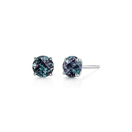 4 Cttw Alexandrite Round Stud Earrings In 18k Gold