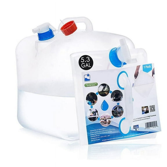 5.3gal Food Grade LDPE4 Water Storage Jug Foldable Collapsible Water Container Camping W/Spigot