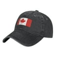 thumbnail image 2 of DouZhe Adjustable Washed Cotton Baseball Cap - Canada Flag Prints Vintage Dad Hat Unisex Sports Caps (Black), 2 of 7